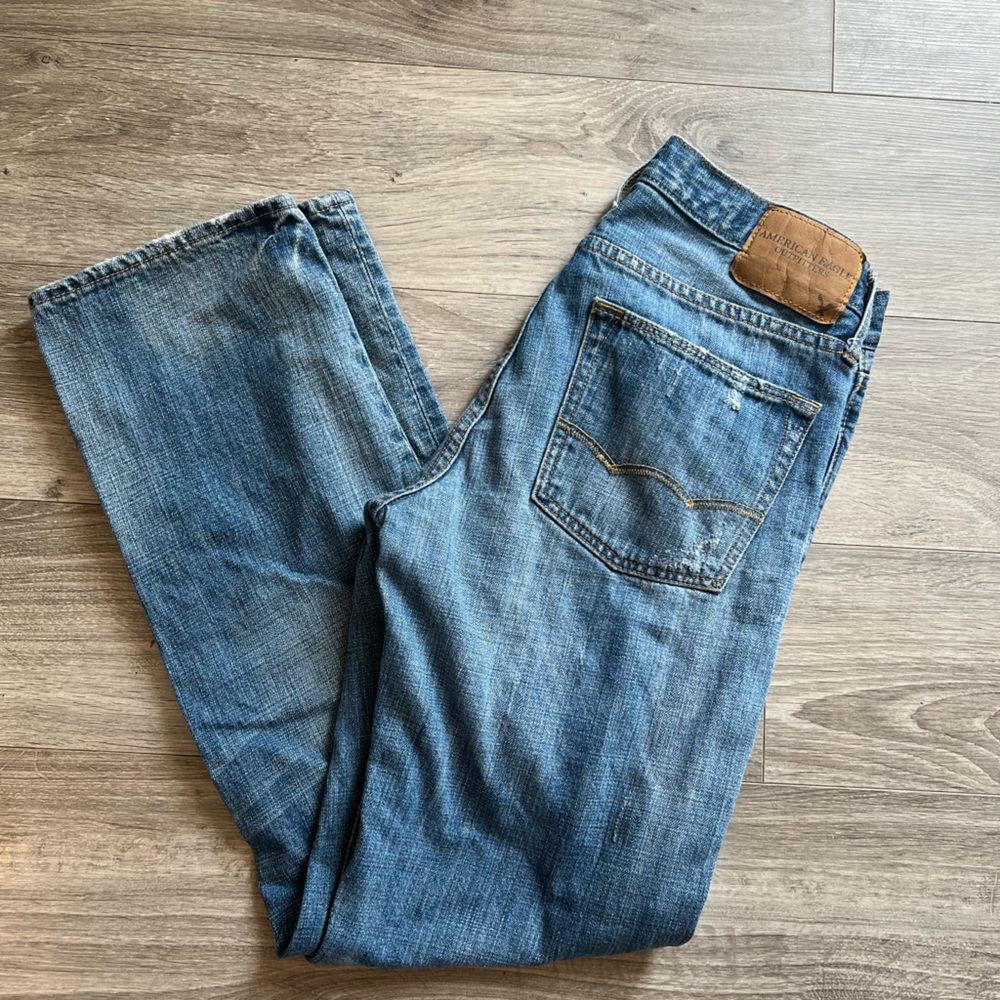 Men's Blue Straight Leg Denim Jeans